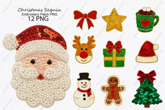 Christmas Sequin, Embroidery Patch PNG Review
