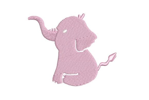 Cute Pink Baby Elephant Silhouette Embroidery Design Review