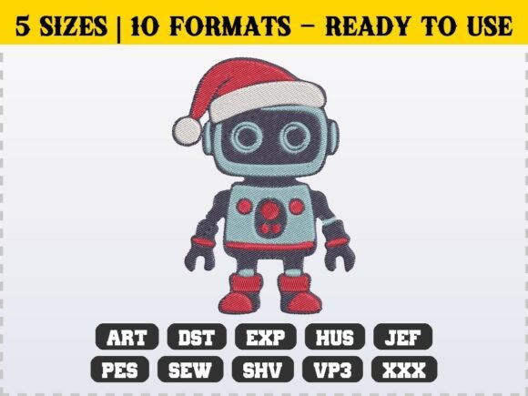 Cute Sci-Fi Robot Christmas Embroidery Review