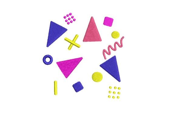 Retro 80s Abstract Geometric Shapes Embroidery Design