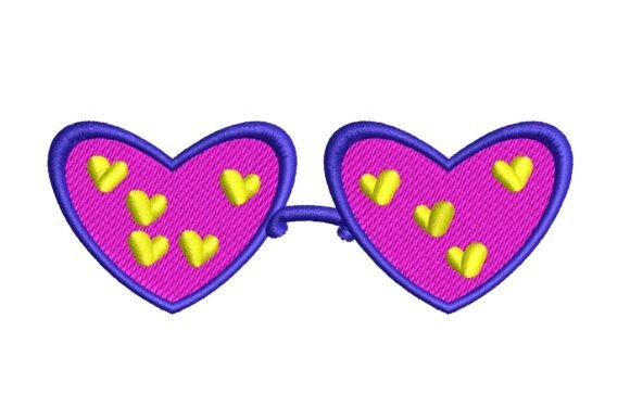 Retro 80s Heart-Shaped Sunglasses Embroidery Design